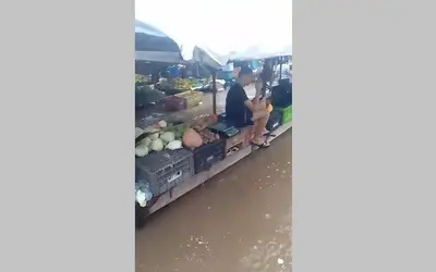 VÍDEO: comerciantes e alimentos ficam ilhados em feira após chuva forte em Guarabira