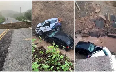 Rodovia que liga Mauriti-CE a Conceição-PB novamente se rompe com chuvas e fica intransitável; não há registro de acidentes