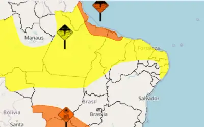Paraíba inicia semana com alerta de chuvas e ventos fortes para 156 municípios de todas as regiões